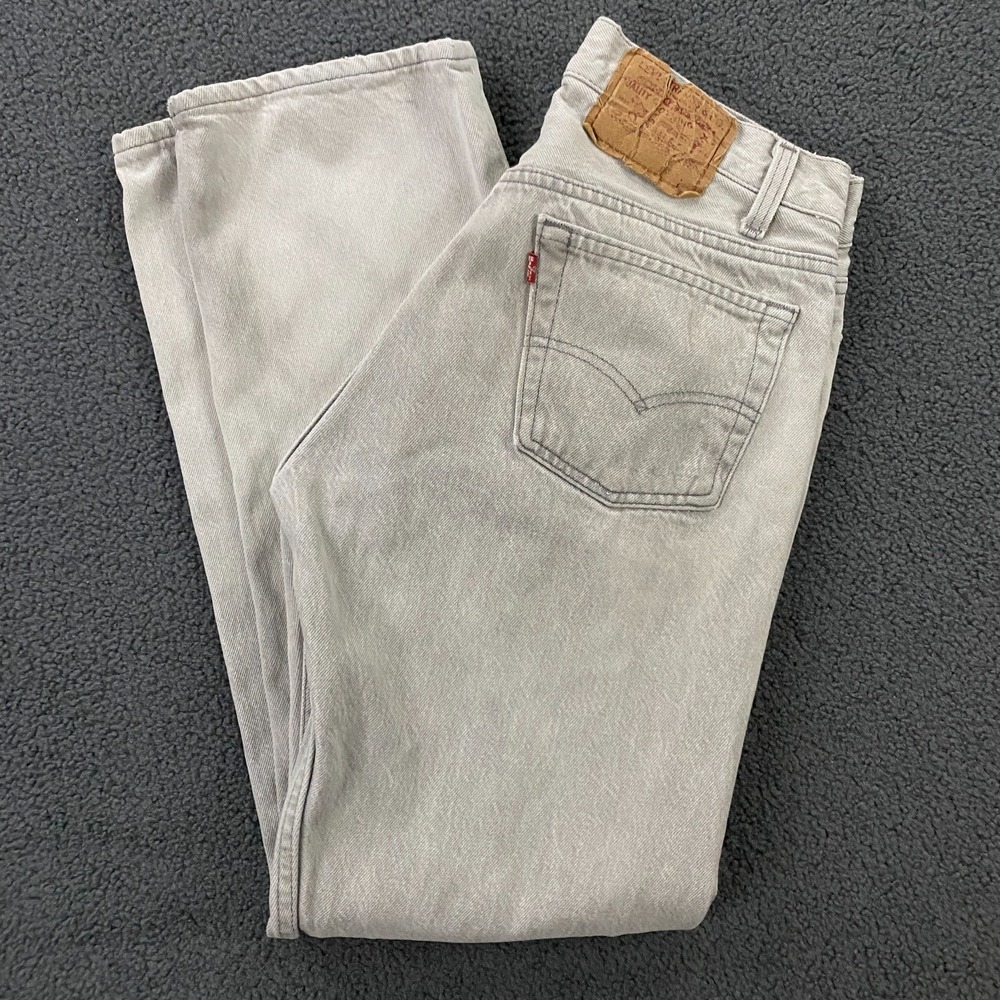Vintage 90s Levis 501 Jeans FITS size 28x30 Gray Denim Button‎ Fly Made USA